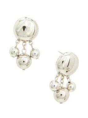 New Ben-Amun Silver Plated Ball with Dangle Clip-On Earrings NWOT